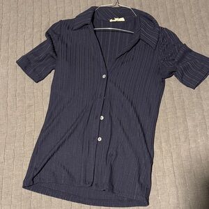 Madewell Dark Blue Textured Button Down Shirt